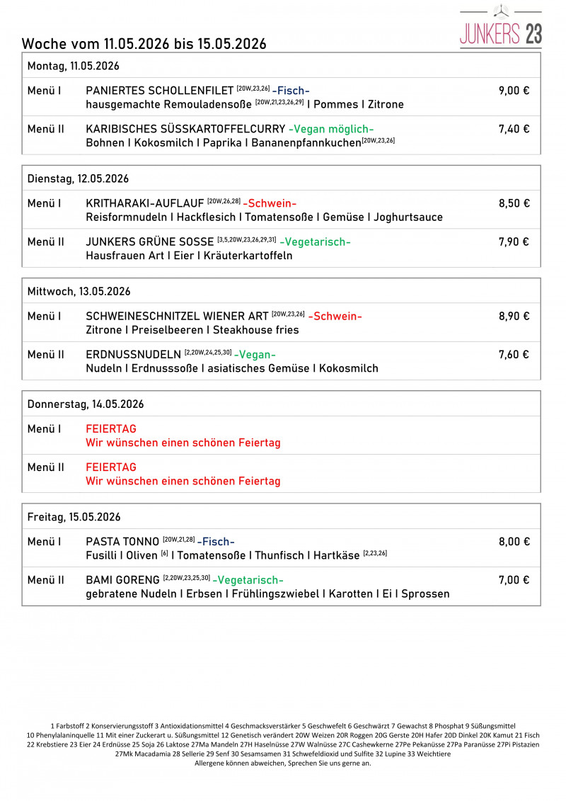 20 KW Speiseplan 1 v2 20 KW Speiseplan 1 v2